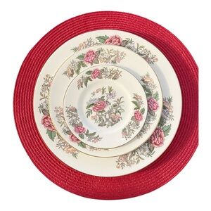 Wedgwood Cathay Bone China Floral Dinner, Salad, & Bread & Butter Plate Set.
